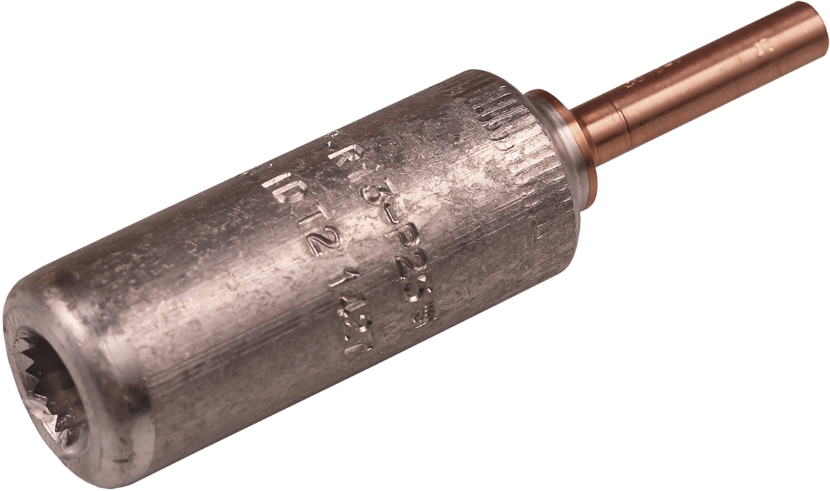 Stoßverbinder für Übergang von Aluminium 16-95 mm² auf massiven Kupferleiter 10 mm²