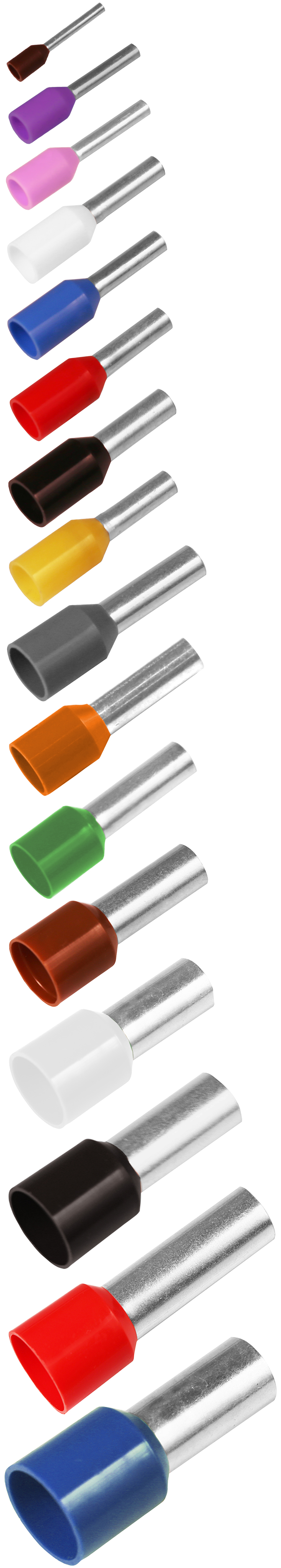 Isolerade ändhylsor 0,14 - 50 mm² ETT, alternativ färg