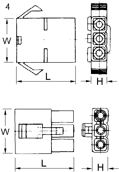 Koblingsblok til runde forlængerstik og forlængermuffer 0,2 - 1,5 mm²